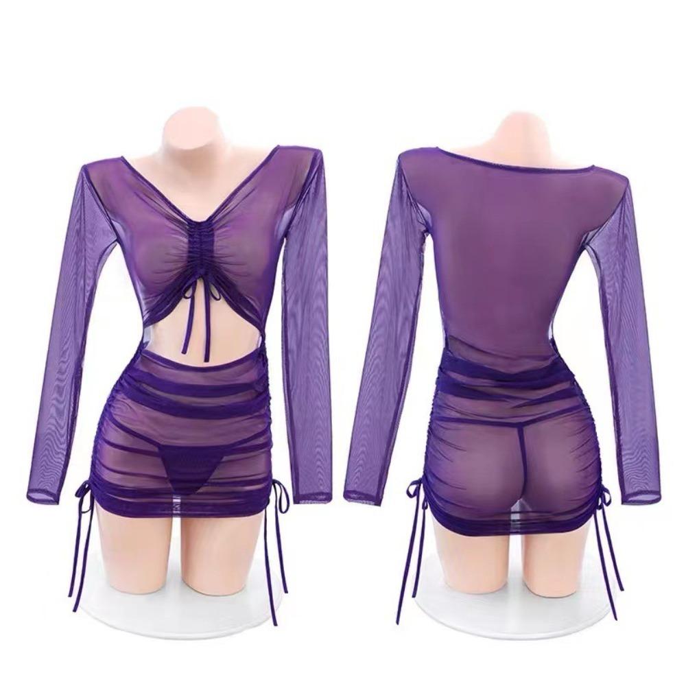 Сексуальное нижнее белье Domila, перспективное платье с длинным рукавом и запахом на бедрах, страстная сексуальная униформа, соблазнительный пижамный комплект