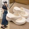Женские модные тапочки из ЭВА, женские 2025, шлепанцы на танкетке, мягкие нескользящие сандалии для улицы для девочек, однотонная пляжная обувь для взрослых