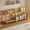 2 Layer Countertop Organizer Multipurpose Kitchen Rack Retro Bamboo Storage Shelf