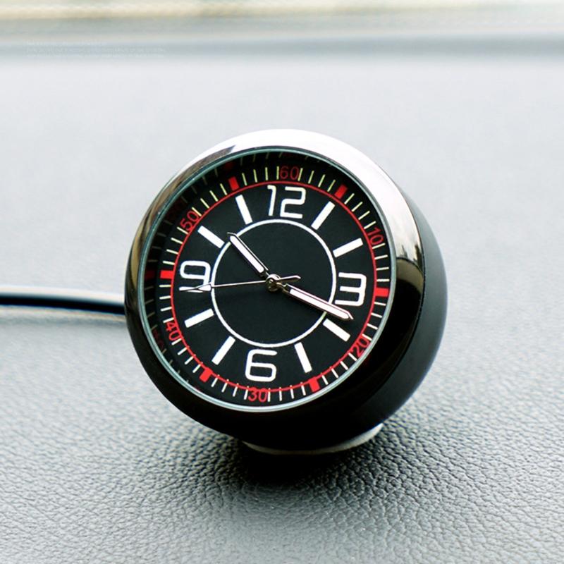 Car Dashboard Clock Universal Quartz Luminous Clock Glass Mirror Car Stick-on Clock Watch Automotive Accessories
