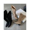 Wasteland Style Fashion Pointed Big Tube Around Piling Boots Women's Thick Heel Pointed High Heel Boots Versatile Boots