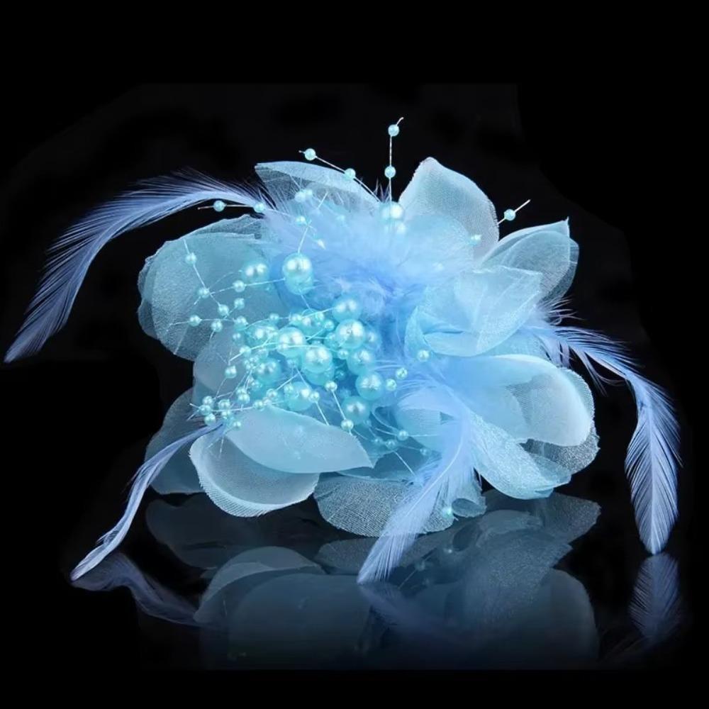 Large Women's Corsage Solid Color Lapel Pin Fashion Feather Fabric