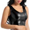 Women's Shiny Metallic Sleeveless Crop Top Rave Party Dance Tee Shirt Blouse Vest Clubwear