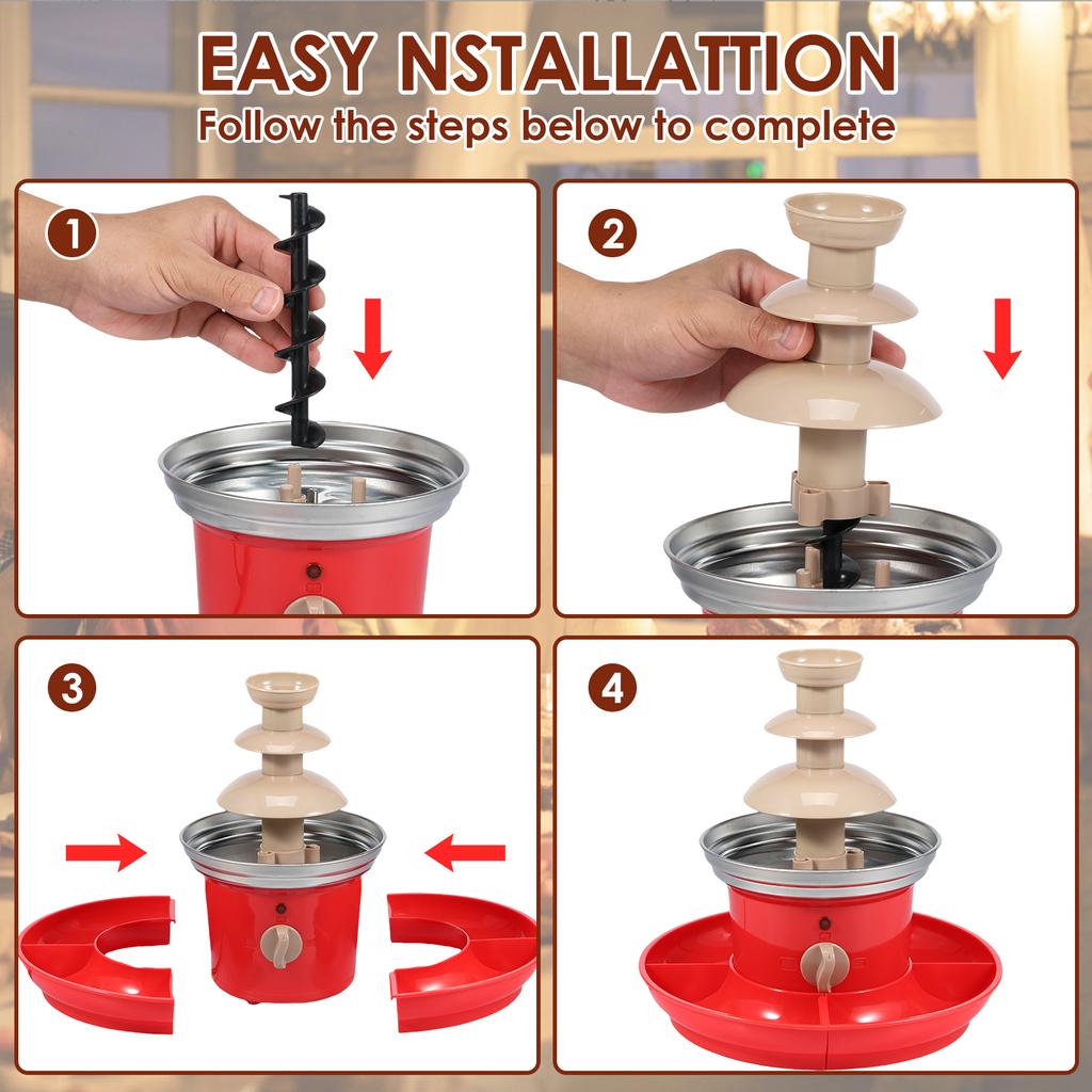 Электрический шоколадный фонтан с вынимающимся подносом для сервировки, 3-слойный шоколадный фонтан, шоколадное фондю из нержавеющей стали