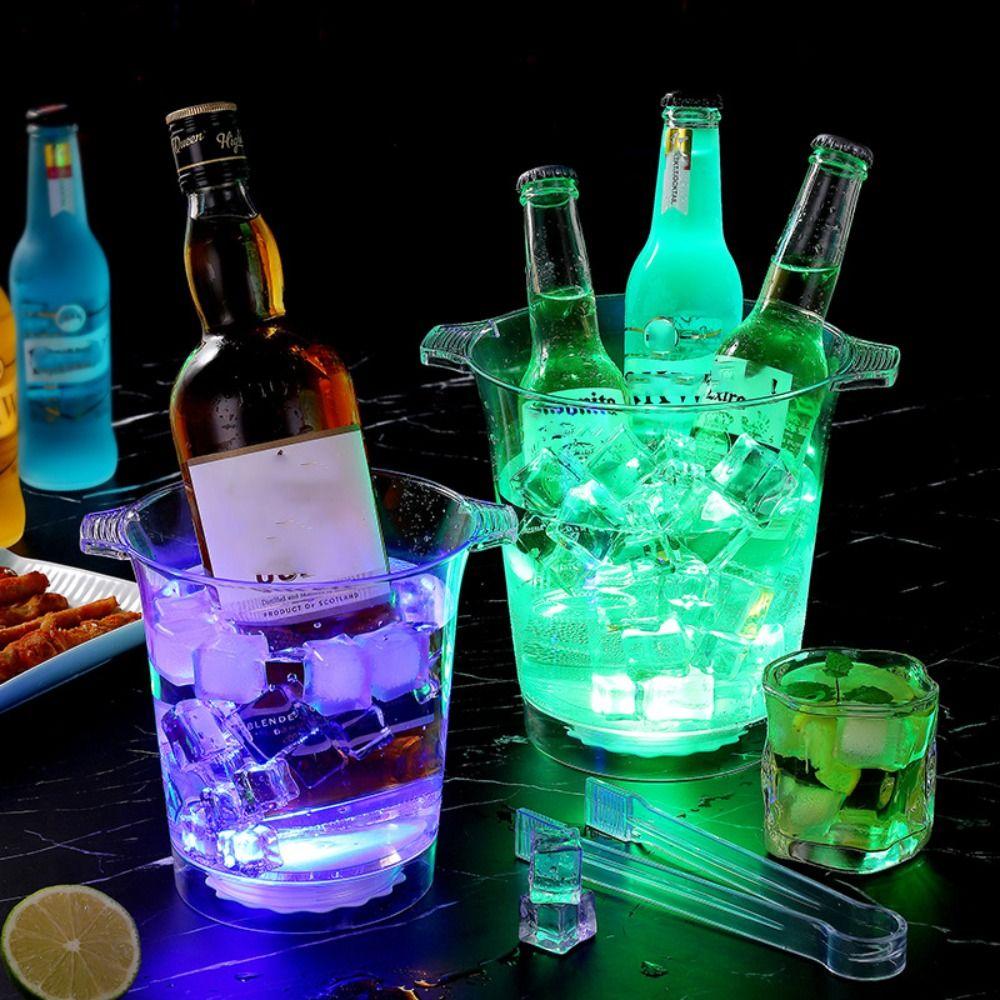 Luminous Beer Cooler Bucket with Clip Chilling Beer Container Beverage Tub LED Ice Buckets  Party