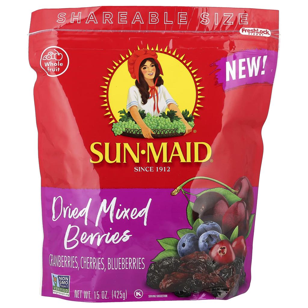 Sun-Maid Dried Mixed Berries, Cranberries, Cherries & Blueberries, 15 Oz (425 G)