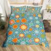Hippie Flower Duvet Cover Set Boho Mandala Bedding Set Microfiber Groovy Flowers Comforter Cover King For Girls Women Room Decor