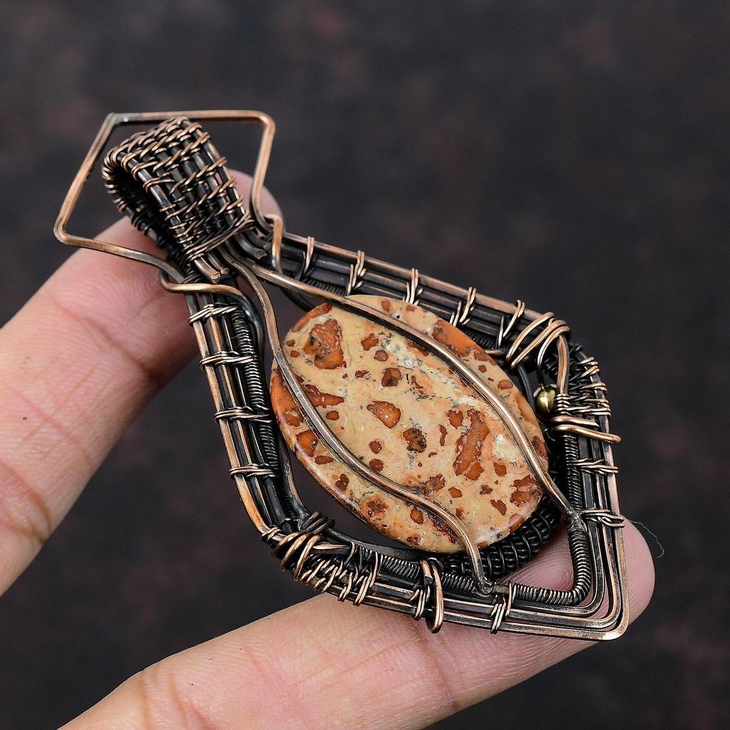 Кулон Астероид Яшма Кулон, обернутый медной проволокой Кулон с драгоценным камнем Украшения ручной работы Кулон, обернутый медной проволокой Для подарка Кулон с камнем рождения