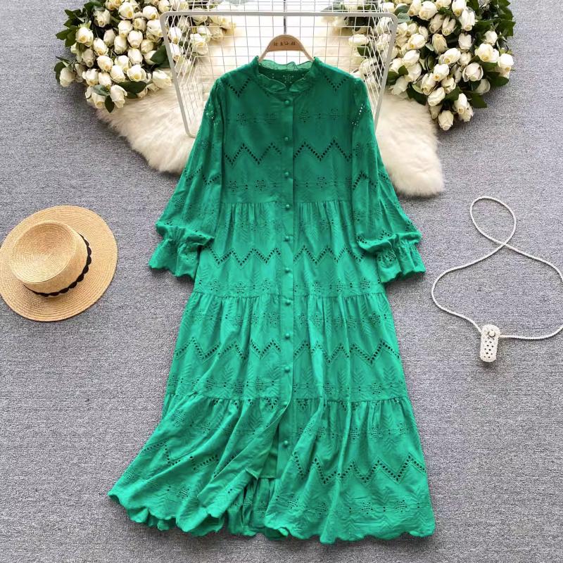 Милое кружевное платье с круглым вырезом для женщин, летние сексуальные платья с длинными рукавами и открытыми плечами, женские платья трапециевидной формы средней длины