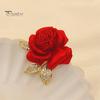 Luxury Rose Flower Shape Brooch Shining Rhinestones Pin Elegant Suit Coat Overcoat Badge Clothes Accessories
