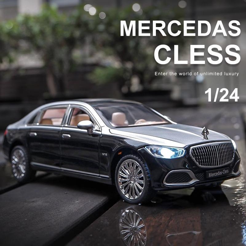 1/24 Benz Maybach S680 Alloy Car Diecast Metal Model Sound & Light Toy Car Central Control Ornaments Collect Kids Toys