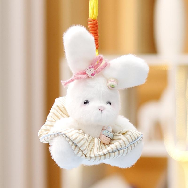 White Skirt Bow Rabbit Plush Toy Pendant Animal Keychain Bag Decoration Gift