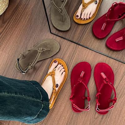 Женские сандалии на мягкой подошве 2025 летняя одежда чувство моды не устают ноги французские на плоской подошве праздничные пляжные женские сандалии