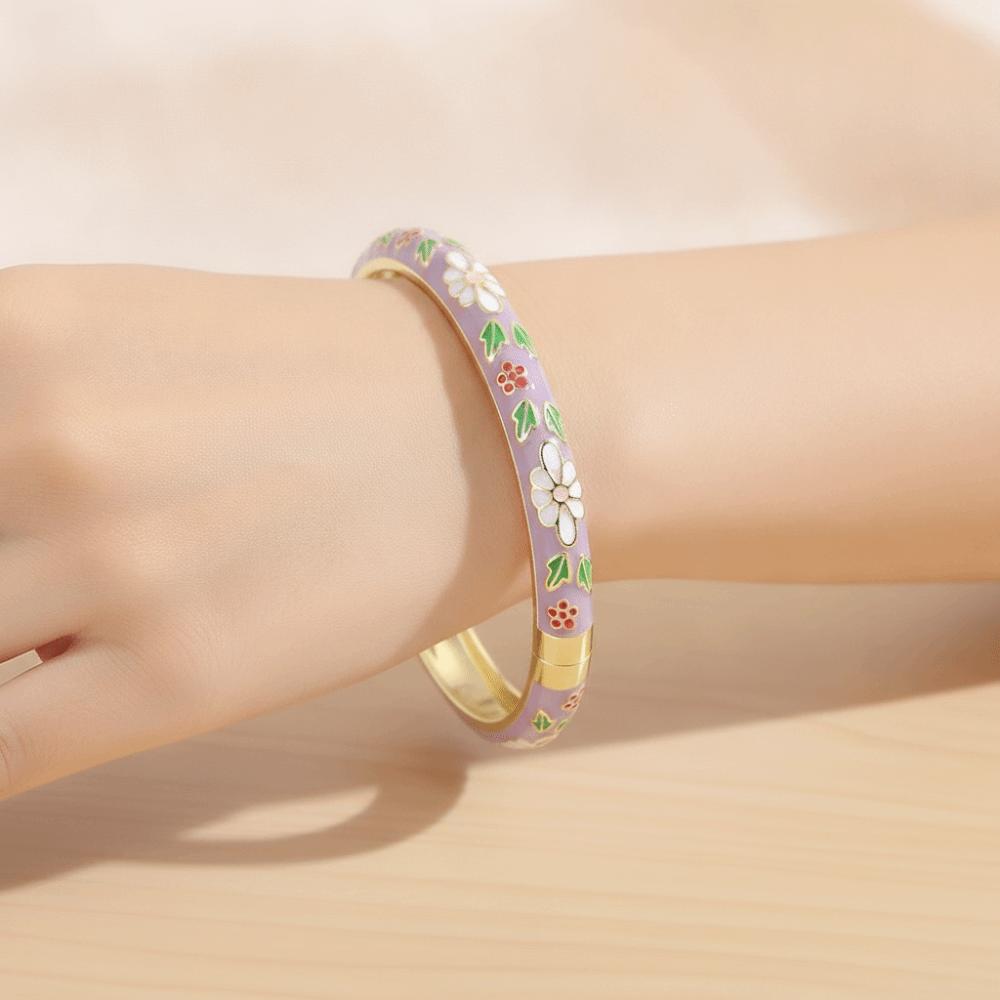 Zinc Zinc Alloy Material Enamel Bracelet Ethnic Floral Motifs Cloisonne Bracelet Gift Giving