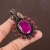 Ruby Natural Garnet Gemstone Handmade Copper Wire Wrap Pendant 2.76" S0p95