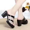 Women Retro Sandals Summer High Heel Platform Slippers Woman Fashion Outdoor Bright Leather Comfort Peep Toe Casual Sandals