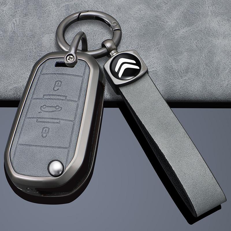 Zinc Alloy Leather Car Flip Remote Key Case Cover For Citroen C3 C4 CACTUS C6 C8 Berlingo C-Elysee C4-Cactus Auto Accessories