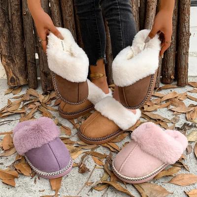 Модные тапочки женские зимние 2024 новые удобные и теплые женские меховые тапочки повседневные и модные домашние хлопковые тапочки Zapatos Mujer