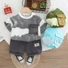 Boys' 2-Piece Cotton Set - Color Blocked Short Sleeved T-shirt+Casual Short Two-Piece Set - High-Quality Baby Casual Clothes -S-XXL