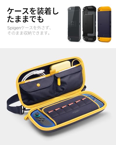 Spigen Switch 2 (2025) Carrying Pouch with 5 Pockets, Holds 6 Game Cards, and Shoulder Strap, NanoPop Pro Case (AGP09565) (Blueberry Navy)
