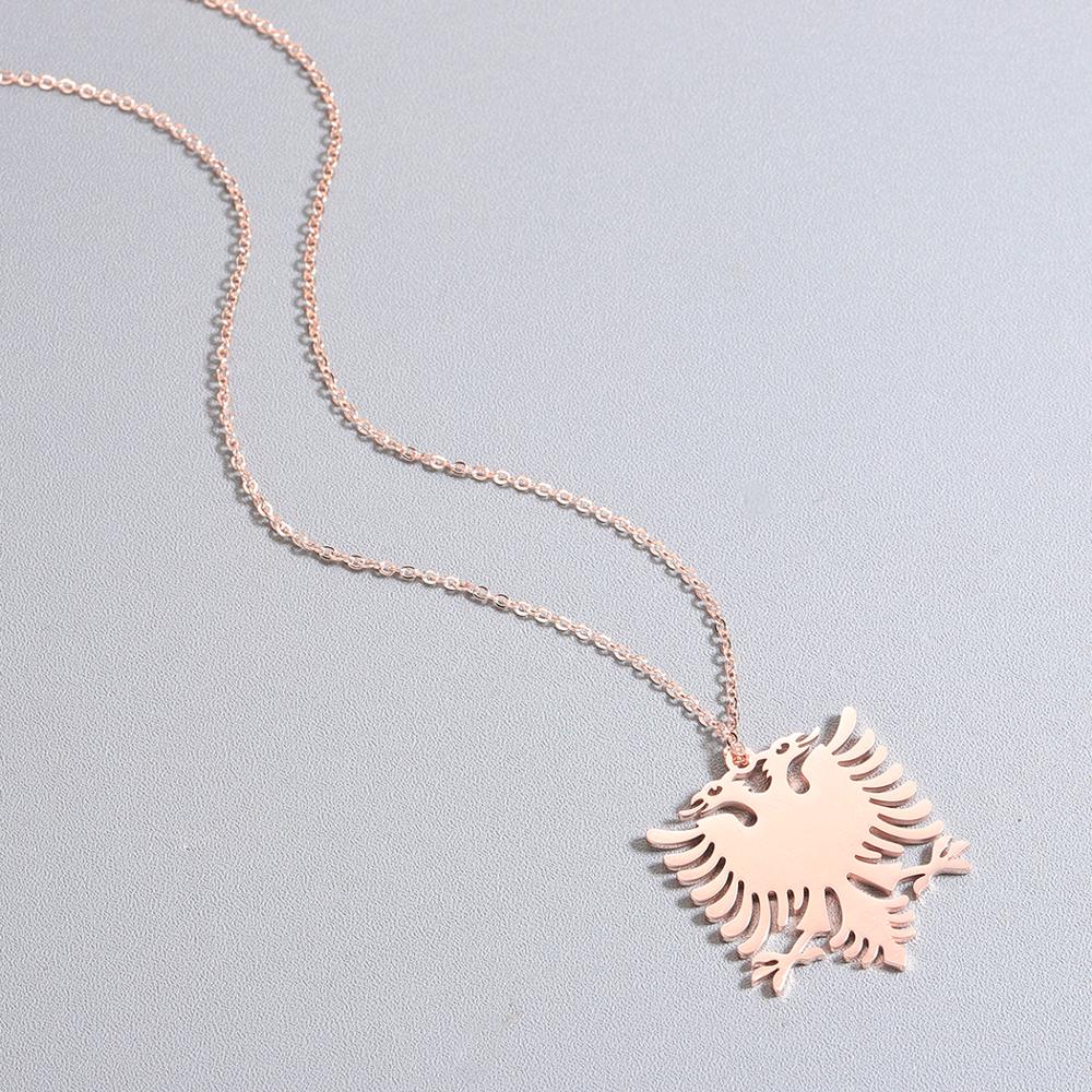 Albania Eagle Pendant Necklace Coat of Arms Double Headed Eagle Necklace Ethnic Stainless Steel Gifts for Women Men