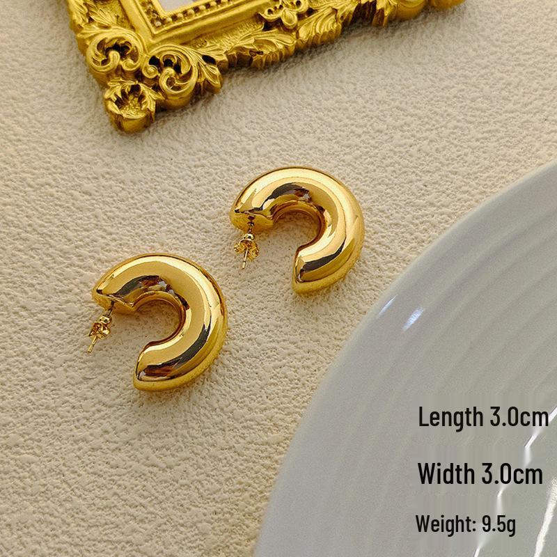 Золотые серьги-пусеты в форме капли: Уникальный высококлассный европейский и американский дизайн