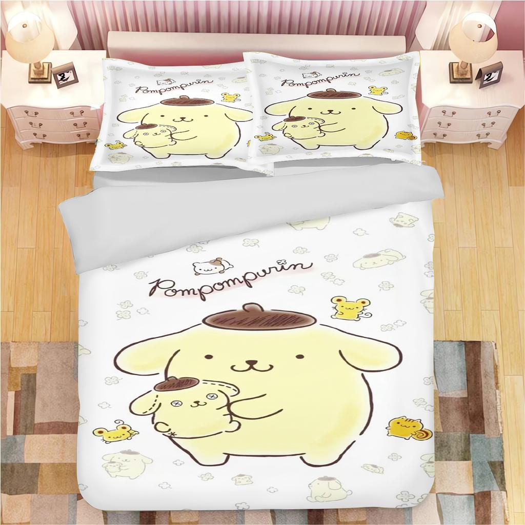 Мультяшное одеяло с помпонами Pompompurin, полиэстер, милый принт, мягкое постельное белье, на заказ, для дома, инопланетянин, детская спальня, одеяло, подарок для детей