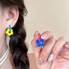 1pair Dopamine Flower Earrings Gold Color Circle Hoop Earrings Sweet Fashion Jewelry  Gift