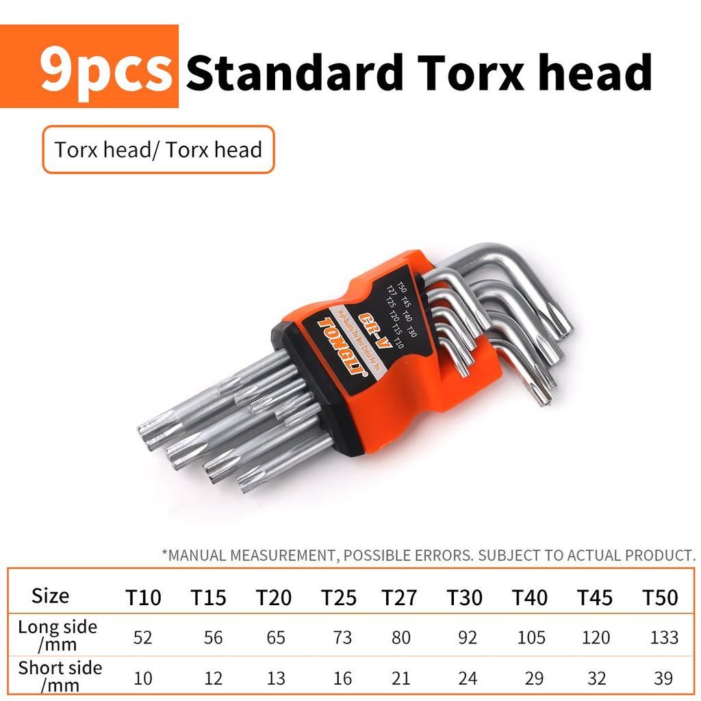 Набор шестигранных ключей 9 шт. Шестигранный Универсальный Метрический Длинный Шарообразный Torx L Плоская головка Отвертка Гаечный ключ Инструмент для ремонта автомобиля Короткий рычаг