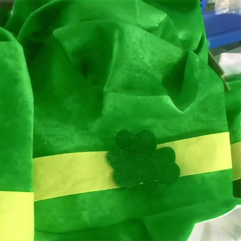 Green Irish Festival Hat with 6 Artificial Moustaches Beards Patricks Day Cosplay Hat for Men Women Festival Celebration