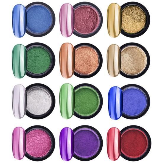 12 Colors Super Thin Mirror Effect Nail Art Chrome Powder Holographic Decoration