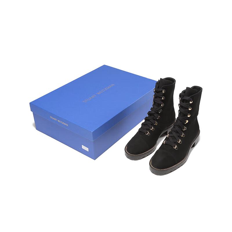 Stuart Weitzman Женские замшевые ботильоны KOLBIE черного цвета на шнуровке