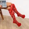16CM Sexy Women Cross-strap High-tube Sandals Lace-up Peep Toe Hollow Roman High-heeled Sandals Party Cosplay Shoes