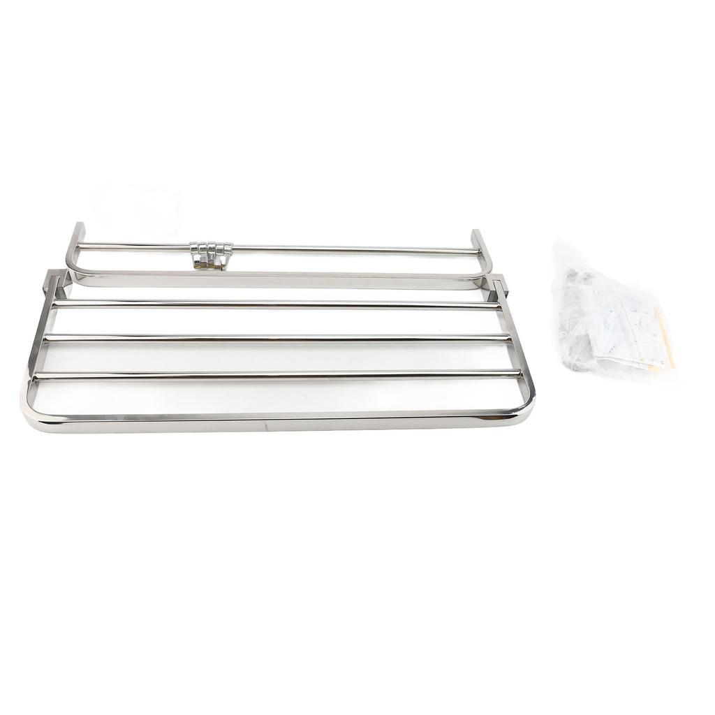 Bathroom Towel Rack 90 Degree Foldable 304 Stainless Steel Thickened Wall Mounted Towel Shelf Black