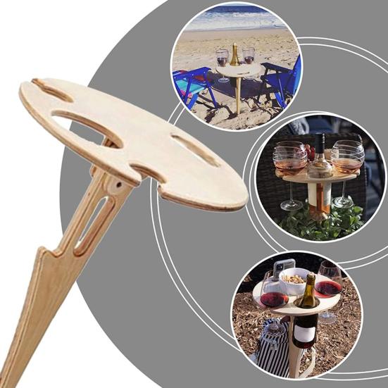 Portable Wine Table for Outdoor Events Foldable Wooden Wine Rack Table Picnic Placemat Camping Table for Garden Camping
