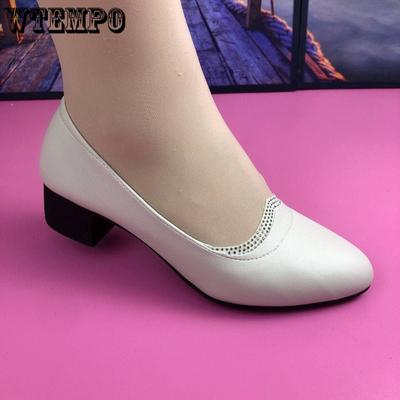 Женская кожаная обувь, удобная дышащая обувь на толстом каблуке с мягкой подошвой и круглым носком, нескользящая обувь на среднем каблуке