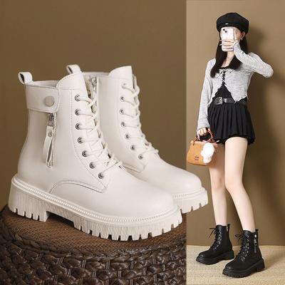 Женские бархатные ботинки Мартин, новые осенне-зимние кожаные ботинки на шнуровке, платформа, короткие ботинки, красивые ботинки-локомотивы