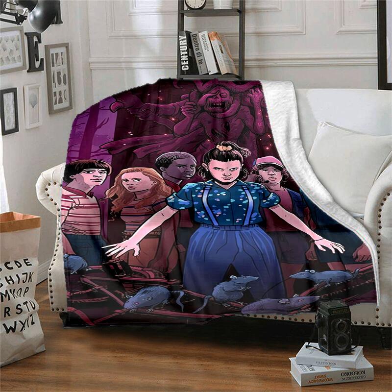 Stranger Things Flannel Blanket Soft Warm All-Season Throw, Design for Camping, Car Travel, Hiking Sofa, Bed, Office Perfect Gift for Parties