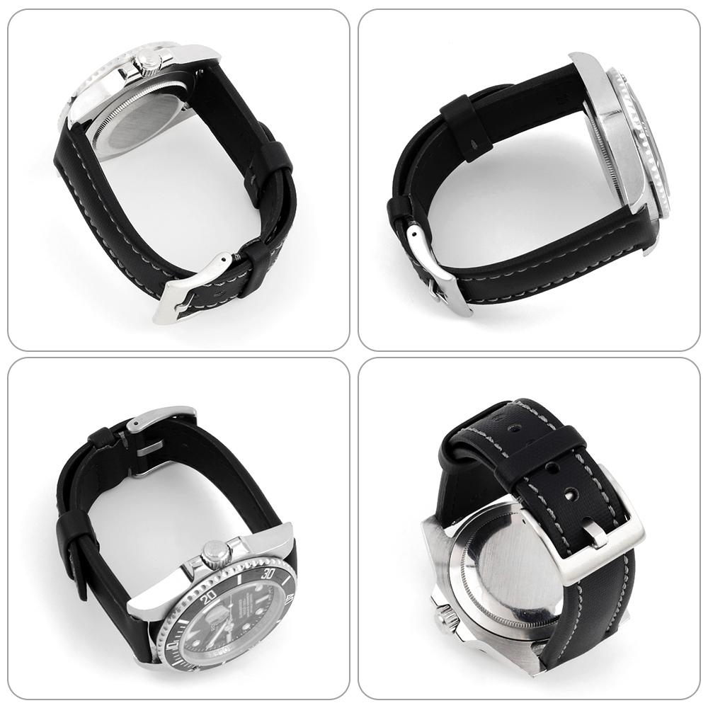 Ремешок для часов из коровьего нейлона для водонепроницаемой ткани Оксфорд, черный, синий, мужской кожаный ремешок для часов с металлической пряжкой 18-24 мм