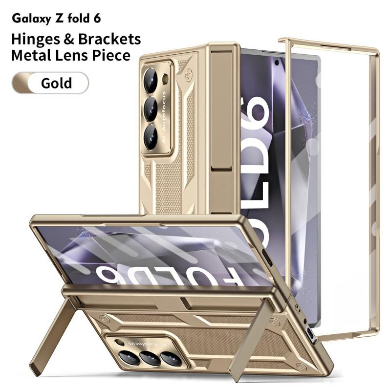 Galaxy Z Fold6 Case With Dual Kickstand Full Coverage Shockproof PC Cover In Gold Black