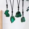 With Cord Crystal Malachite Pendant Irregular Shape Crystal Stone Necklace Girls