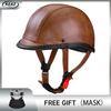 Новейший Винтажный Коричневый Мотоциклетный Шлем Мотоциклетный Шлем-Ковш Круизный Винтажный Полушлем Немецкий Кожаный Шлем Педаль Безопасность DOT