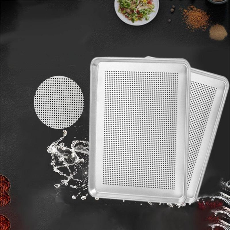 2Pcs Perforated Bakings Tray Aluminum Sheet Cake Pans Heat Resistance Bakewares NonStick Pizza Pans for Oven Toaster Bakings