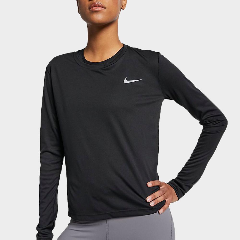 Nike Dri-FIT Slim Fit Длинный рукав Бег Тренировочная футболка Женская Топы Черный AJ8129-010