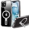 Protective Case - BOOLING - for iPhone 15 Plus - Reinforced Silicone - Magnetic Stand - Transparent
