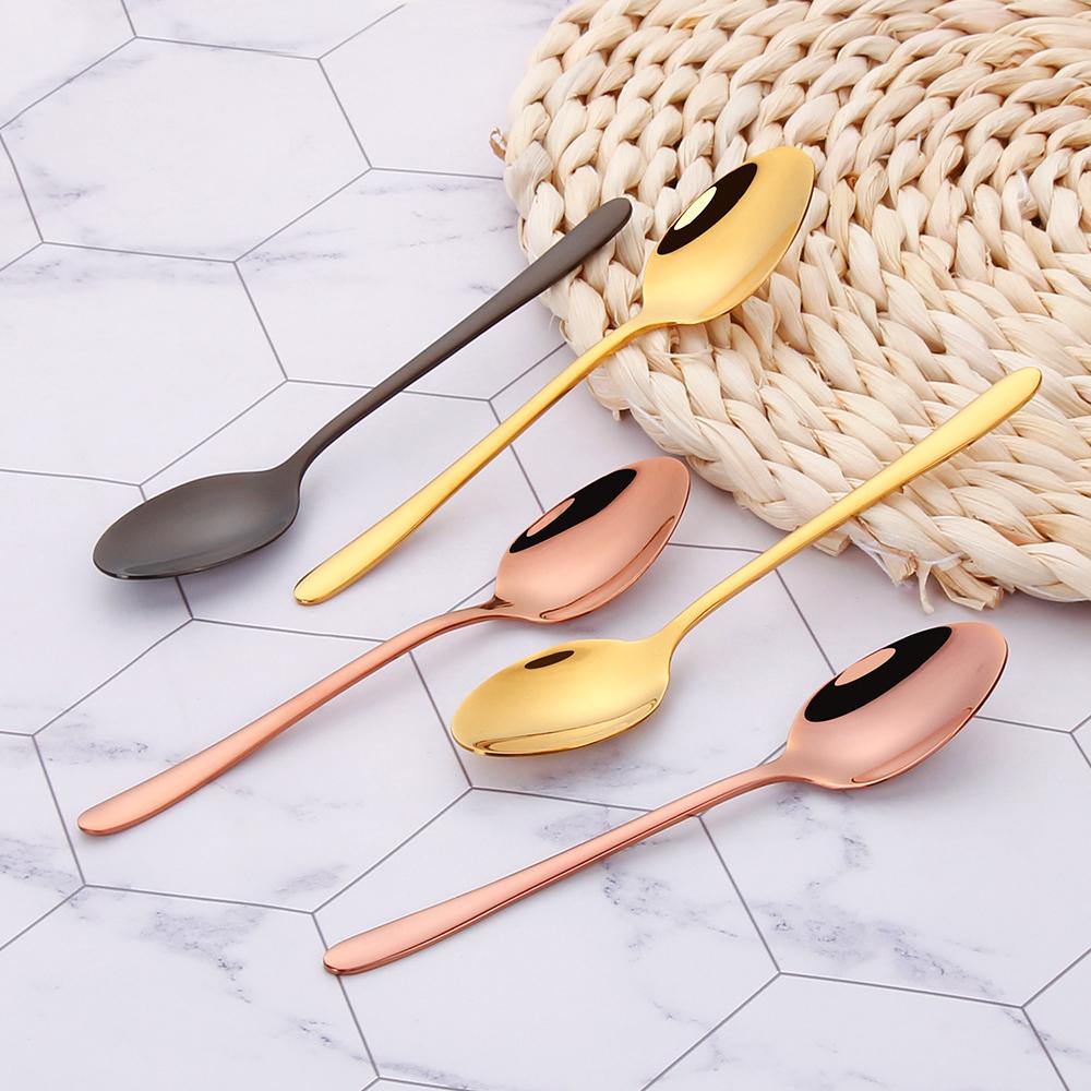 3/6/12 Pieces Gold Stirring Teaspoon Stainless Steel Coffee Spoon Set Ice Cream Cake Dessert Mini Spoon Sliverware Party Cutlery4