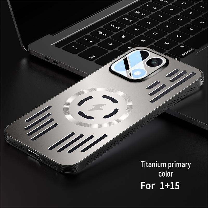 Противоударный чехол-подушка для OnePlus 15: Ледяной алюминий, Магнитное рассеивание тепла, Матовый металл, Легкий.