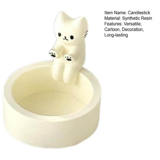 Desktop Candlestick Cute Cartoon Cat Shape Candle Holder Synthetic Resin Candle Stand for Home Decoration