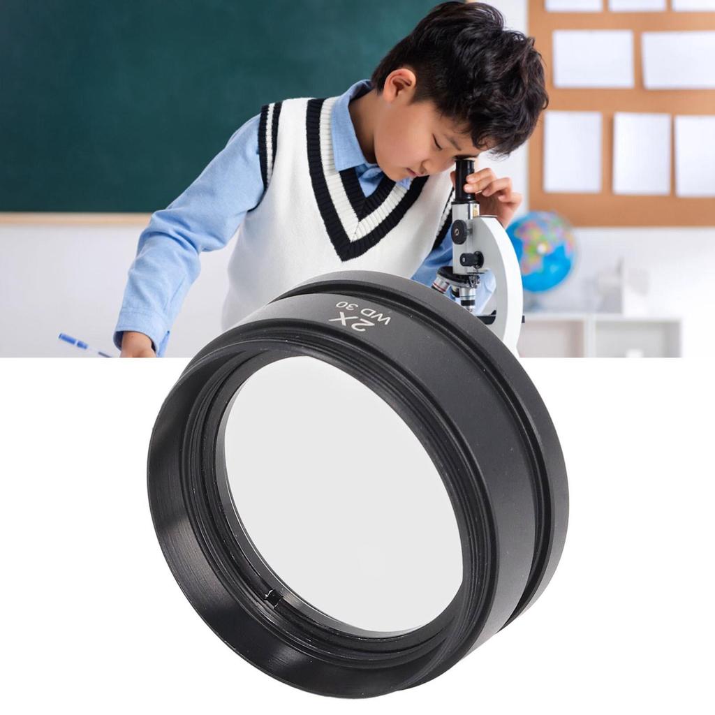 Auxiliary Objective Lens Standard Design Easy Installation 2X Magnification Aluminium Alloy Microscope Lens for Replacement
