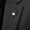 White Funeral Ribbon Badge Brooch Awareness Black Bow Brooch Pin  Brooch Accessories